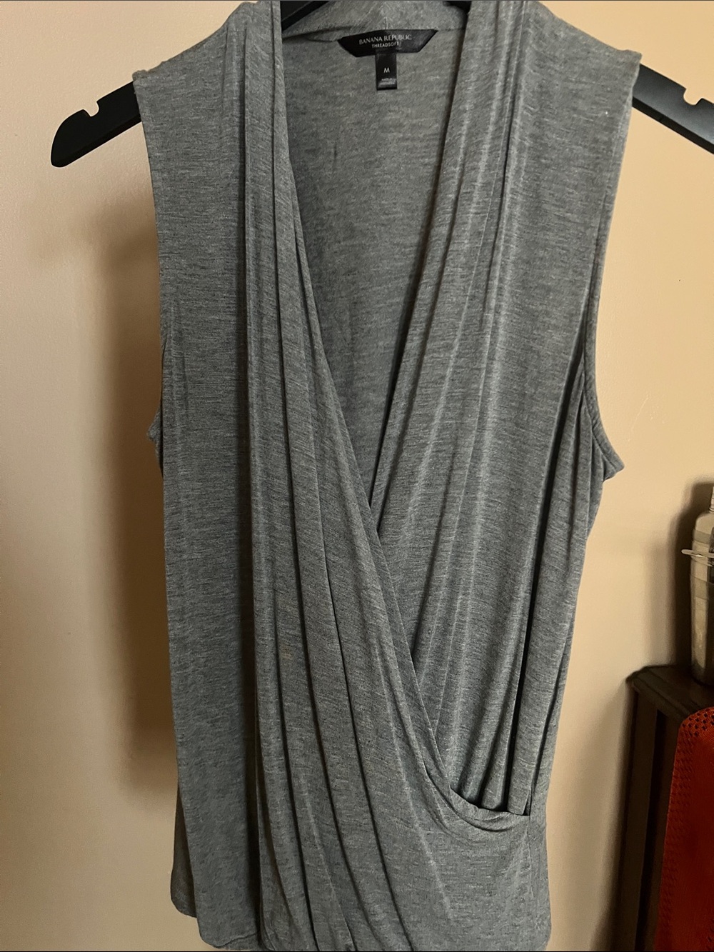 Banana Republic Gray Sleeveless Draped V-Neck Camisole